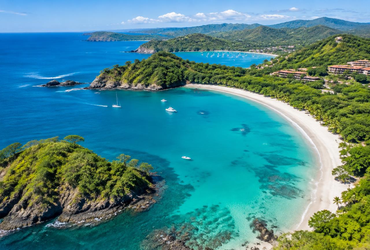 Vista aérea de la costa de Papagayo en Guanacaste